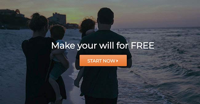Free Wills Service Couple on a beach at sunset carrying a child each.