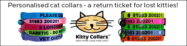 Safe Cat Collars from Kitty Collars Kitty Collars personalised cat collars banner.